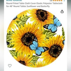 Tablecloth for 48" Round Tables Sunflower and Butterfly